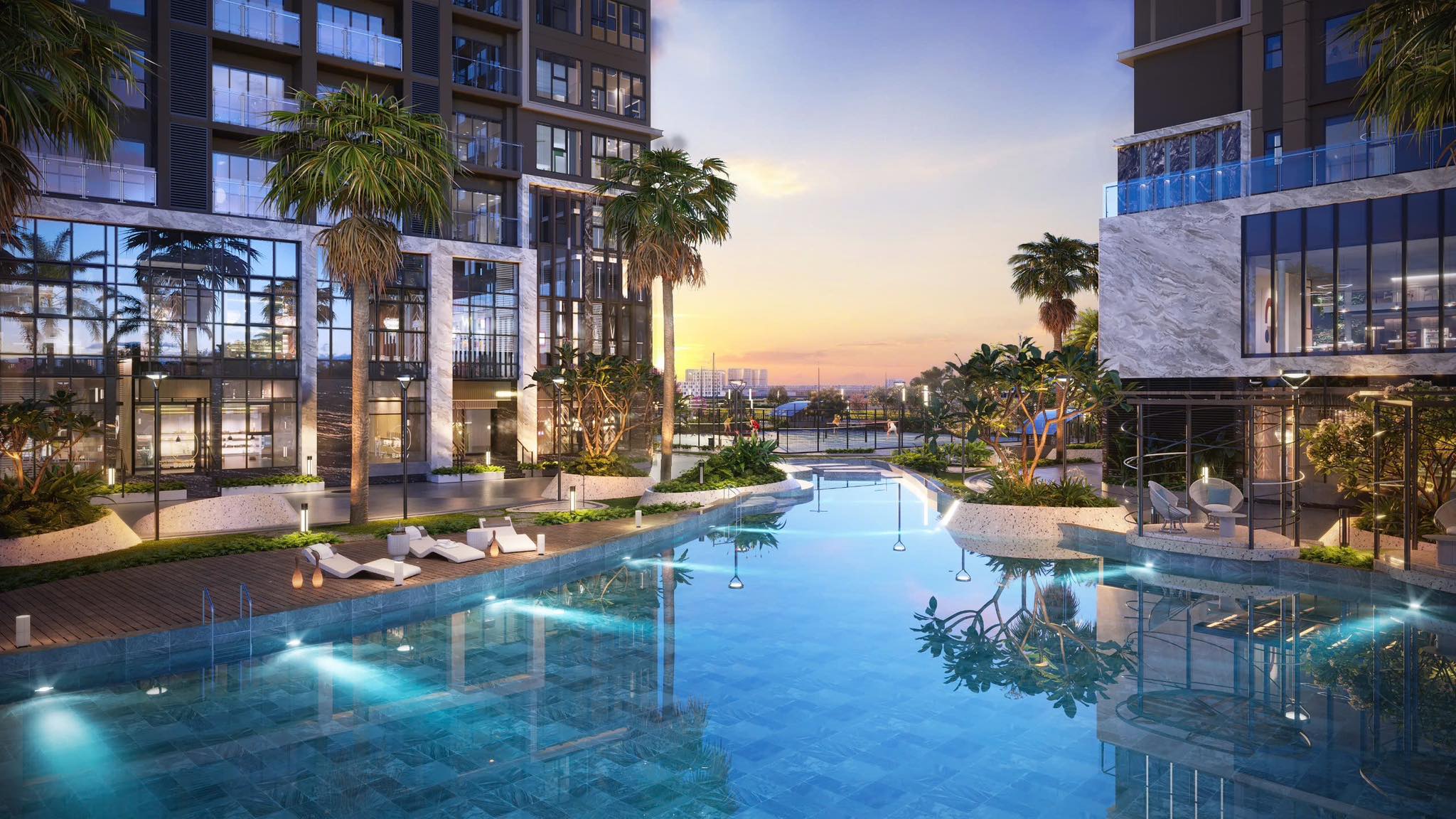 Phối cảnh hồ bơi tại The Privé