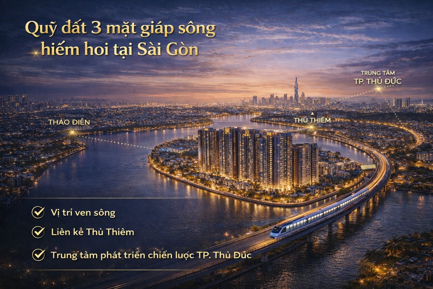 Minh họa giá trị không gian ven sông của The Privé