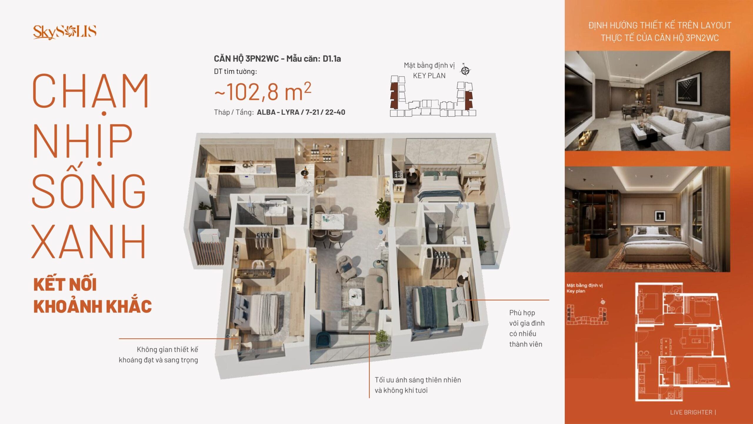 Layout Căn hộ 3PN Dự án SkySOLIS