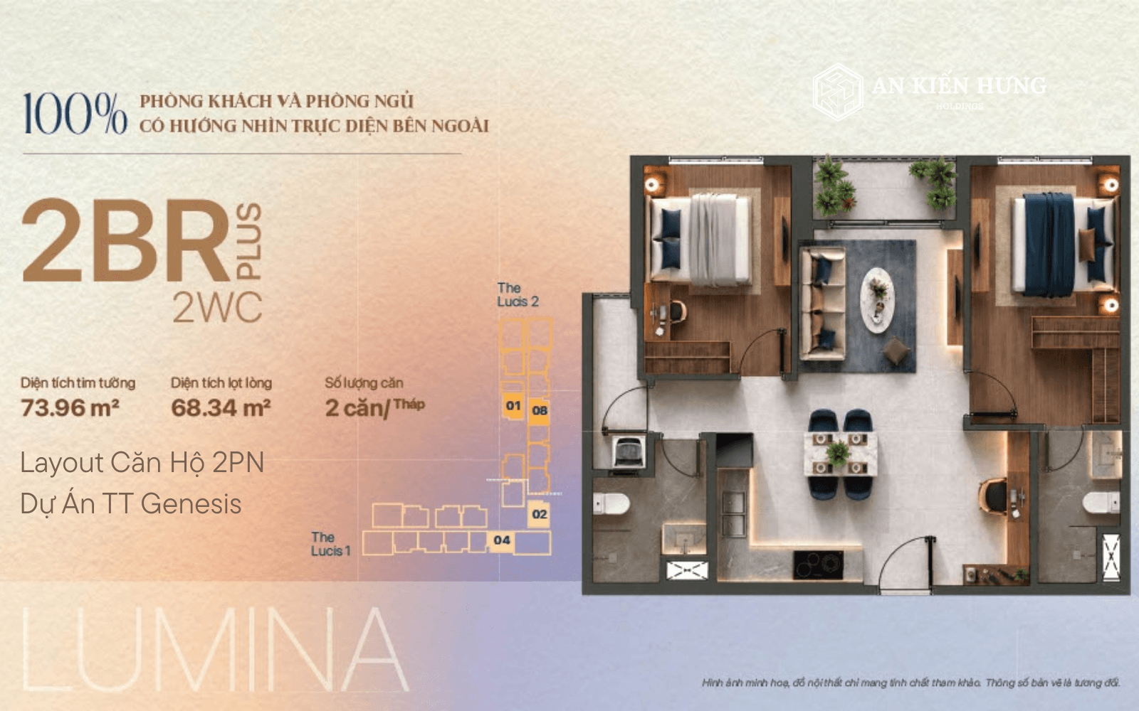 Layout dự án 2PN Dự án TT Genesis