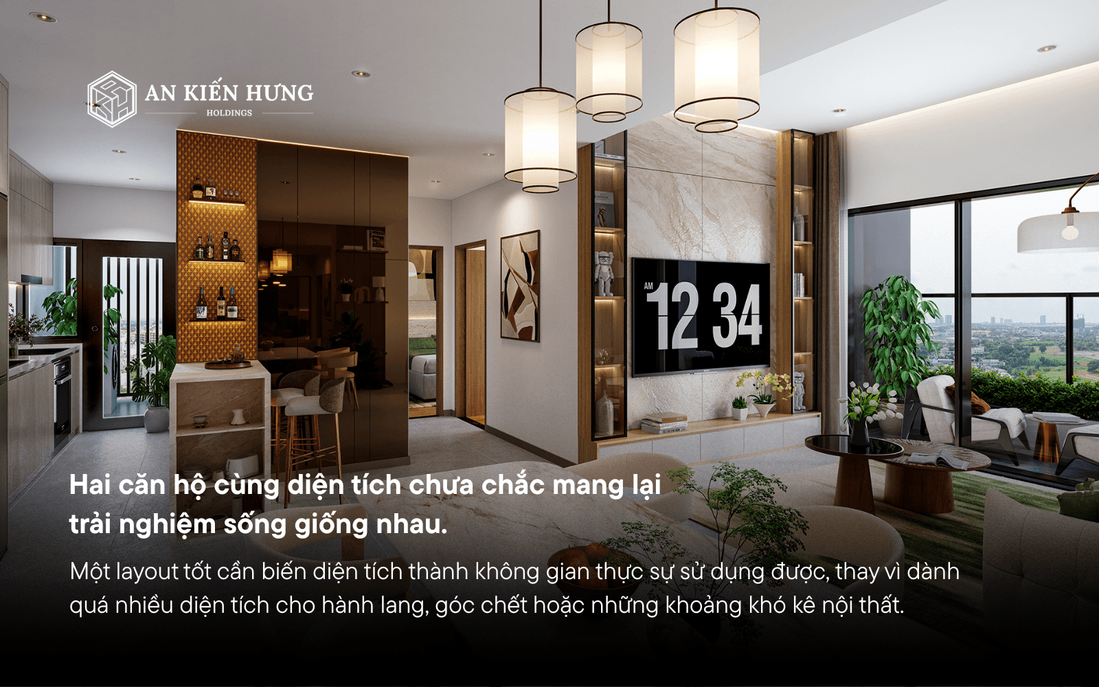 cùng diện tích nhưng layout căn hộ khác nhau