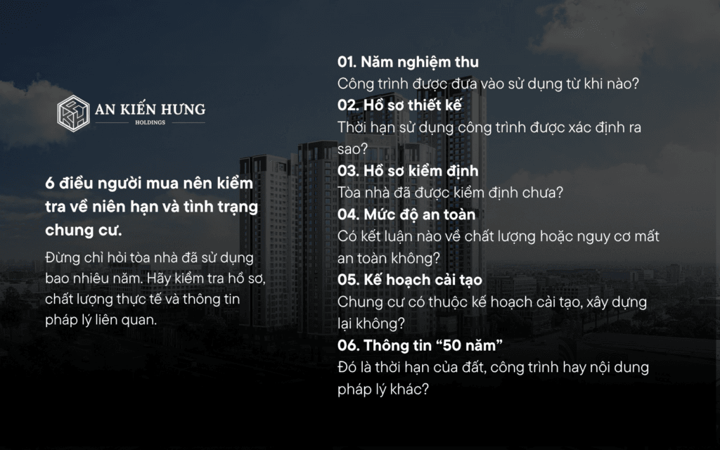 Checklist sáu thông tin cần xác minh khi mua chung cư đã qua sử dụng