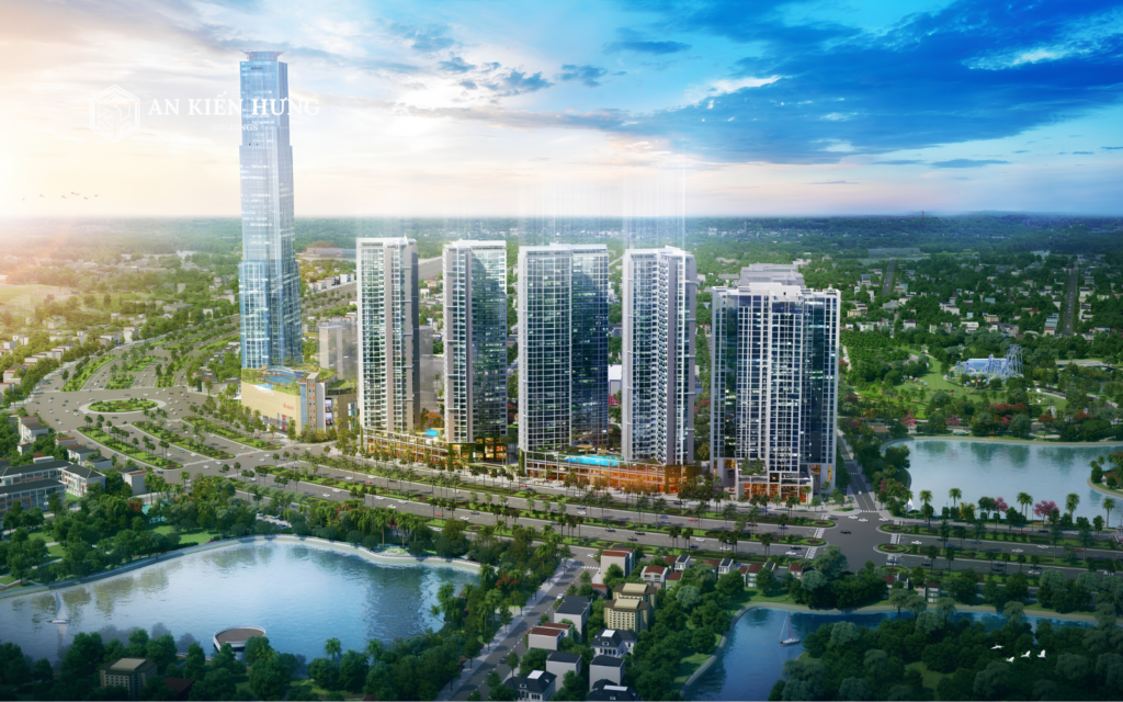 Công viên ven sông với lối đi bộ và cây xanh