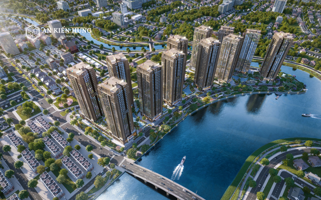 Không gian sinh hoạt ngoài trời gần khu dân cư ven sông