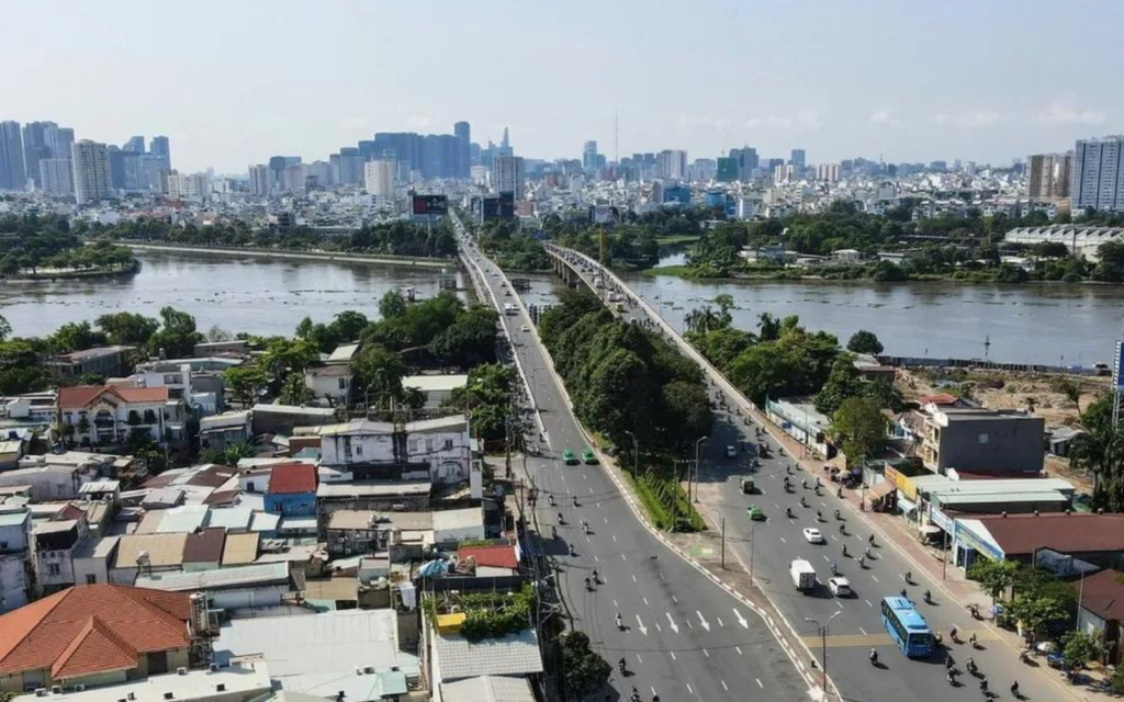 Khu vực đô thị Đông Bắc TP.HCM với hệ thống đường giao thông và công trình xây dựng